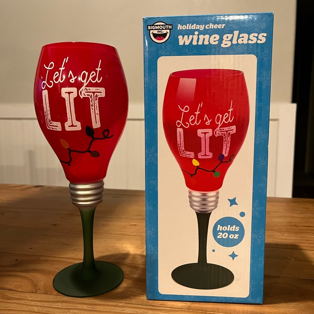 'Let's Get Lit' Large Christmas Bulb Wine Glass